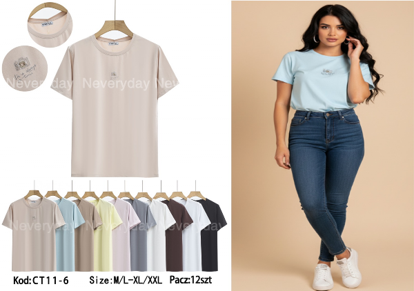 Bluzki damskie Roz M/L-XL-2XL, Mix Kolor Paczka 12 szt